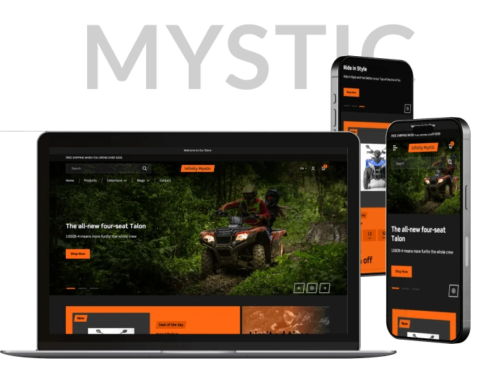 Infinity theme, Mystic style, on laptop and phone