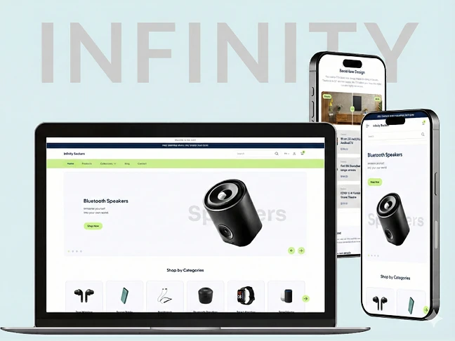 Infinity theme on laptop and phone