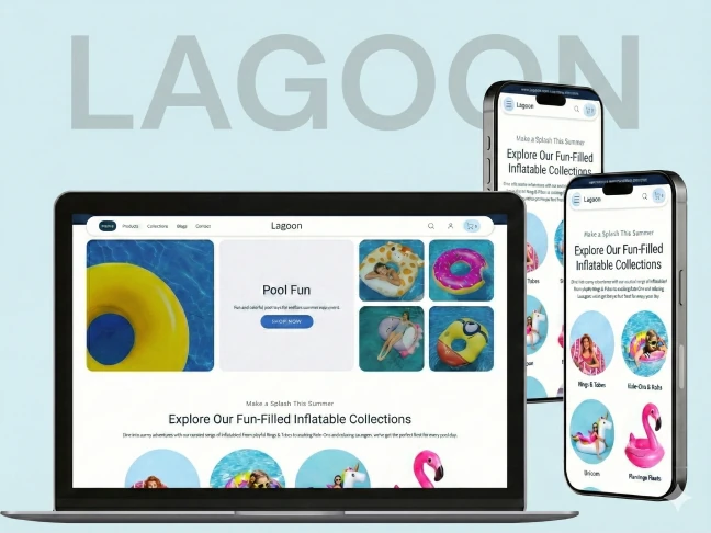 Lagoon theme on laptop and phone