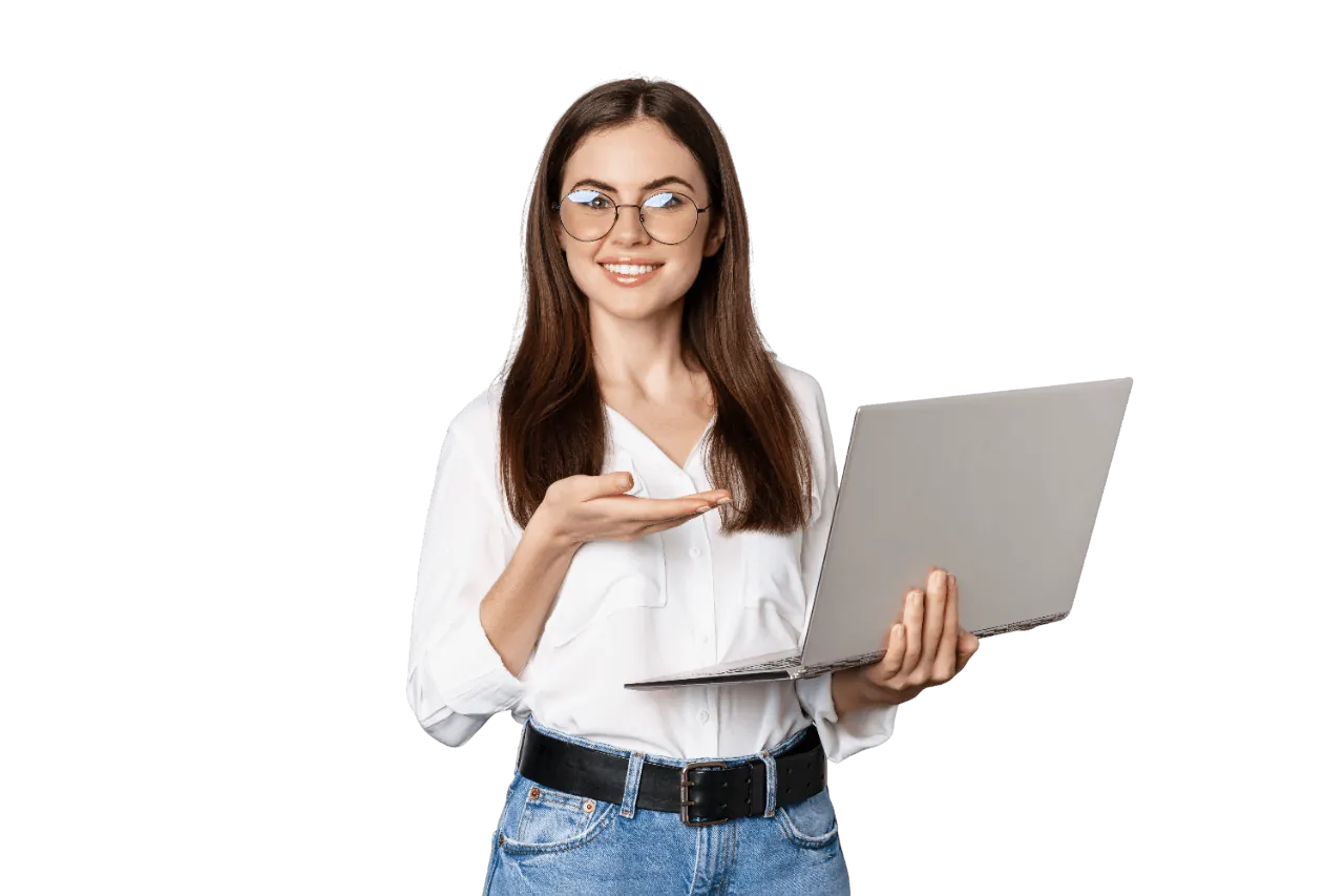 Woman working on laptop